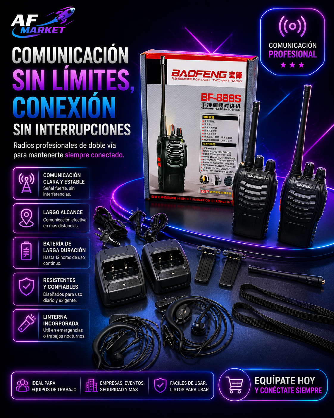 Radio Walkie Talkie Baofeng Bf888s Uhf X2 und.