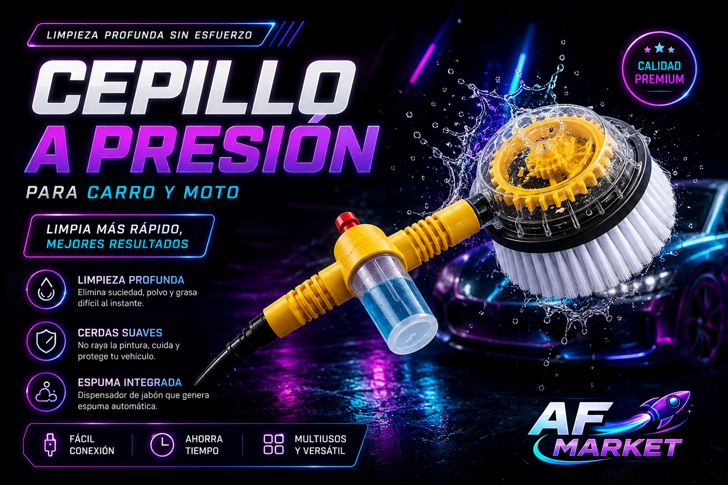 Cepillo A Presion Lavado Carro auto Moto