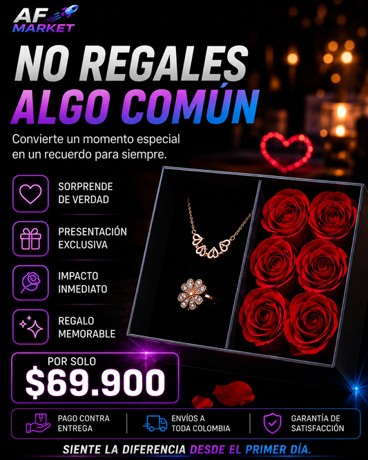 Combo Trebol Corazon + Caja Rosas