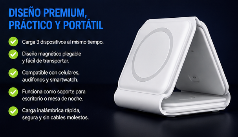 Cargador Inalámbrico 3 en 1 Magnético ec