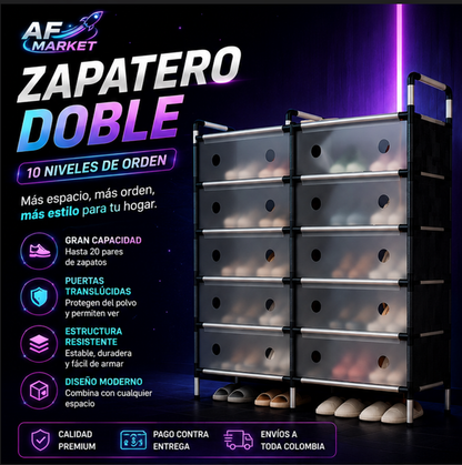 Zapatero Doble 6 Niveles Con Tapa Acrili