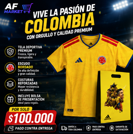Camisa Colombia 1.1 + Caja mundial 2026