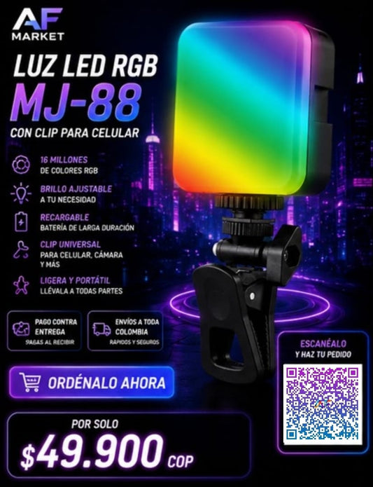 Luz Led Rgb Mj-88 Con Clip Para Celular