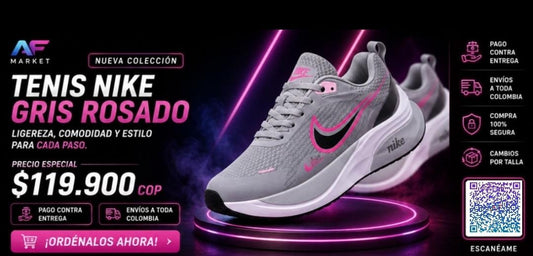 Tenis Nike Gris Rosado