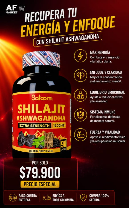 Vitamina Shilajit con Ashwaganda y Proteina Vega