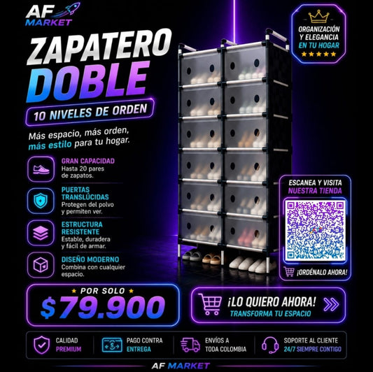 Zapatero Doble 6 Niveles Con Tapa Acrili