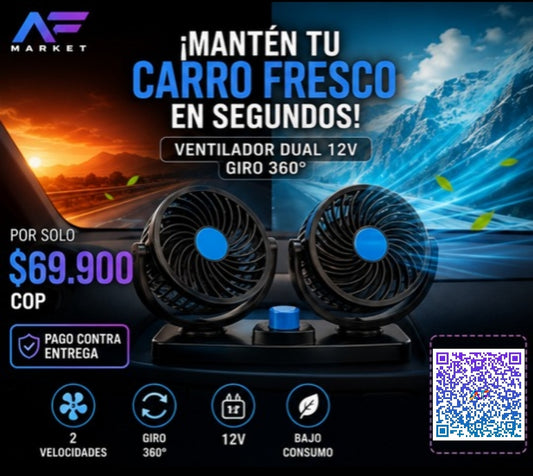 Ventilador carro Dual 12 V giro 360º