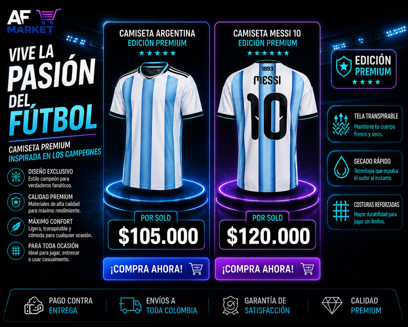 CAMISETA ARGENTINA MUNDIAL 2026 CON CAJA