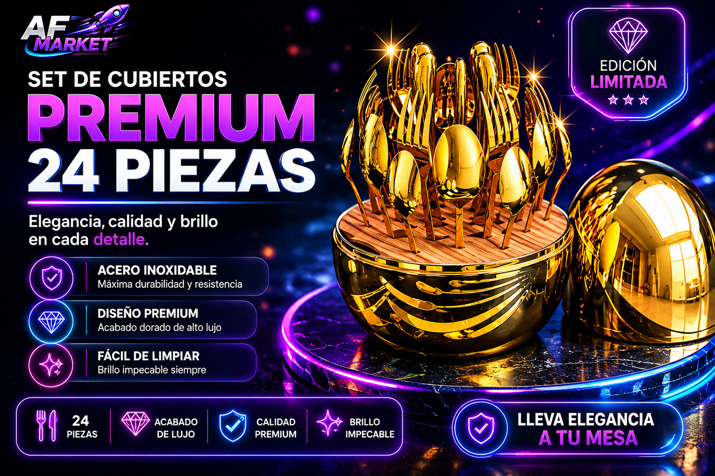 Juego Cubiertos De 24 Piezas Base huevo